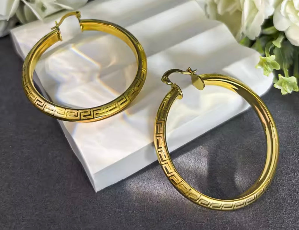 Aztec Golden Hoops