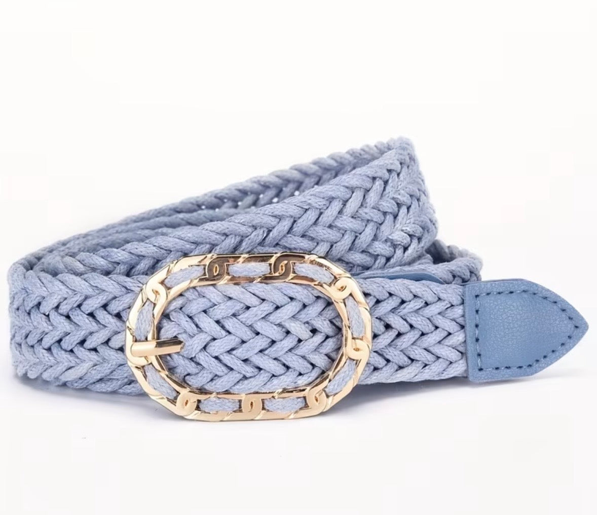 Woven Belt with Gold Buckle in 8 Colours