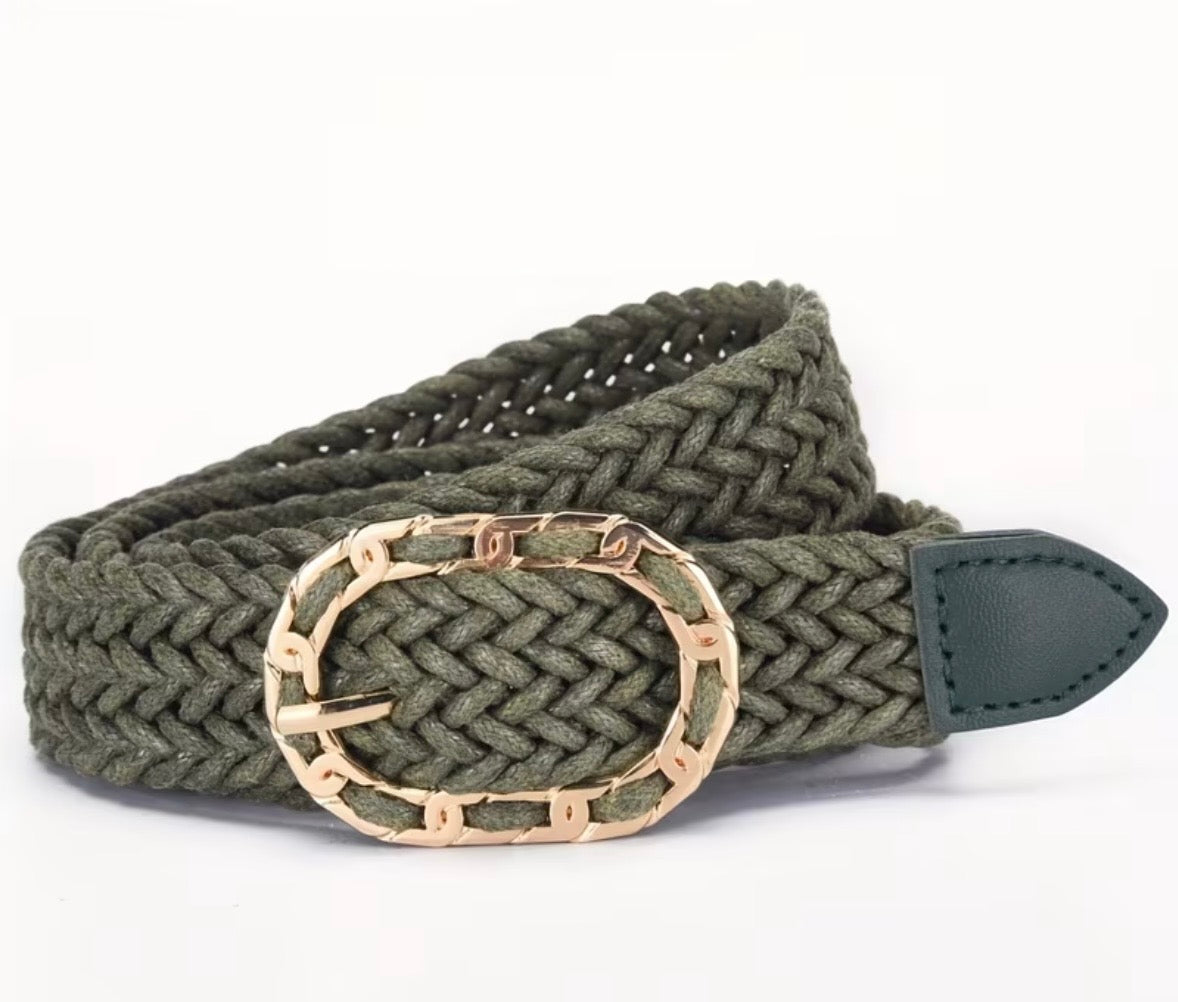 Woven Belt with Gold Buckle in 8 Colours