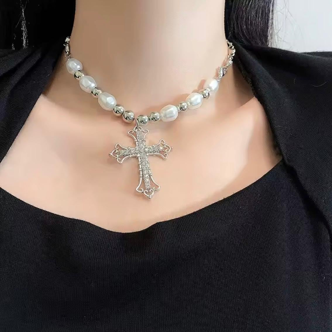 Pearl Cross Necklace