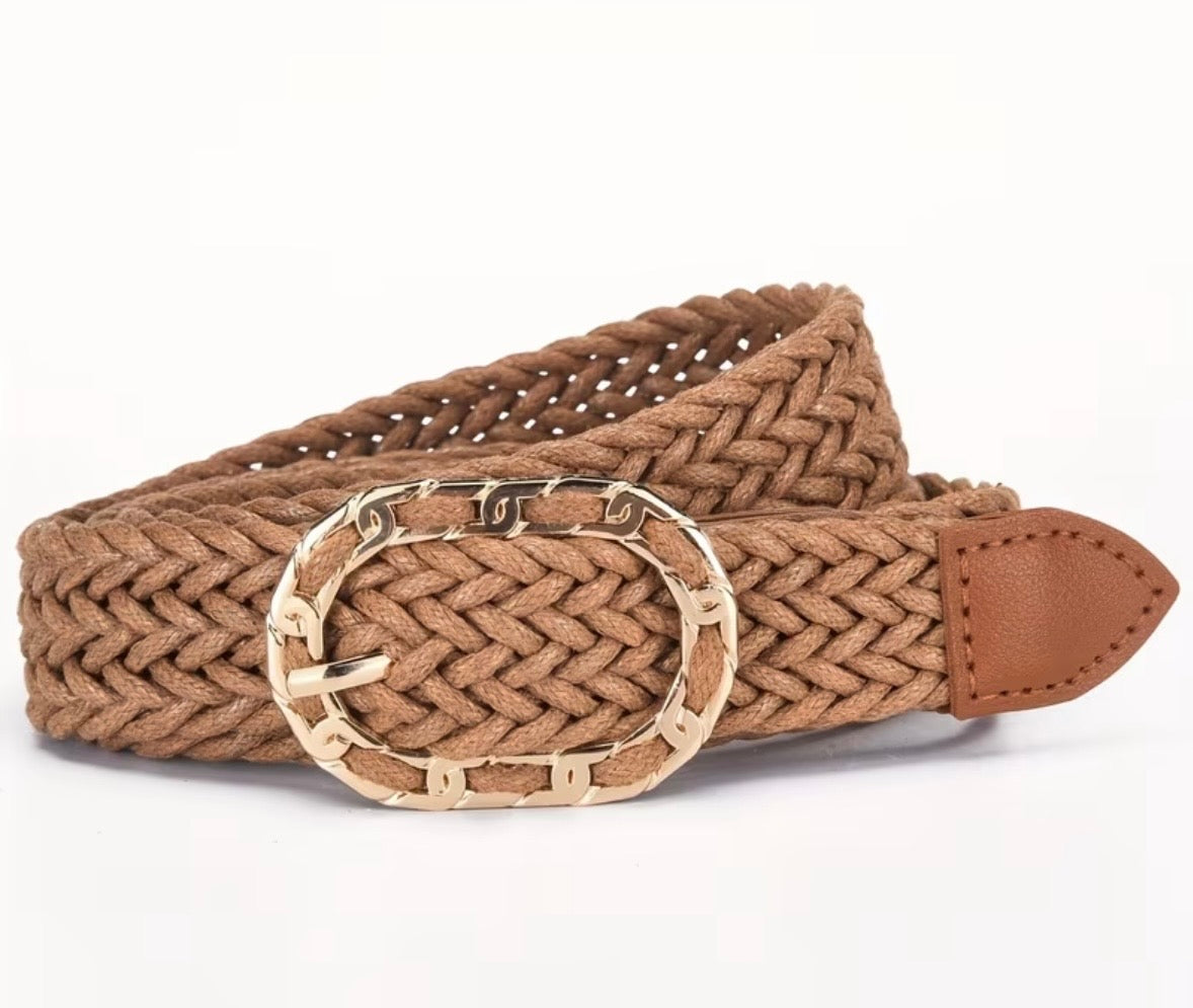 Woven Belt with Gold Buckle in 8 Colours