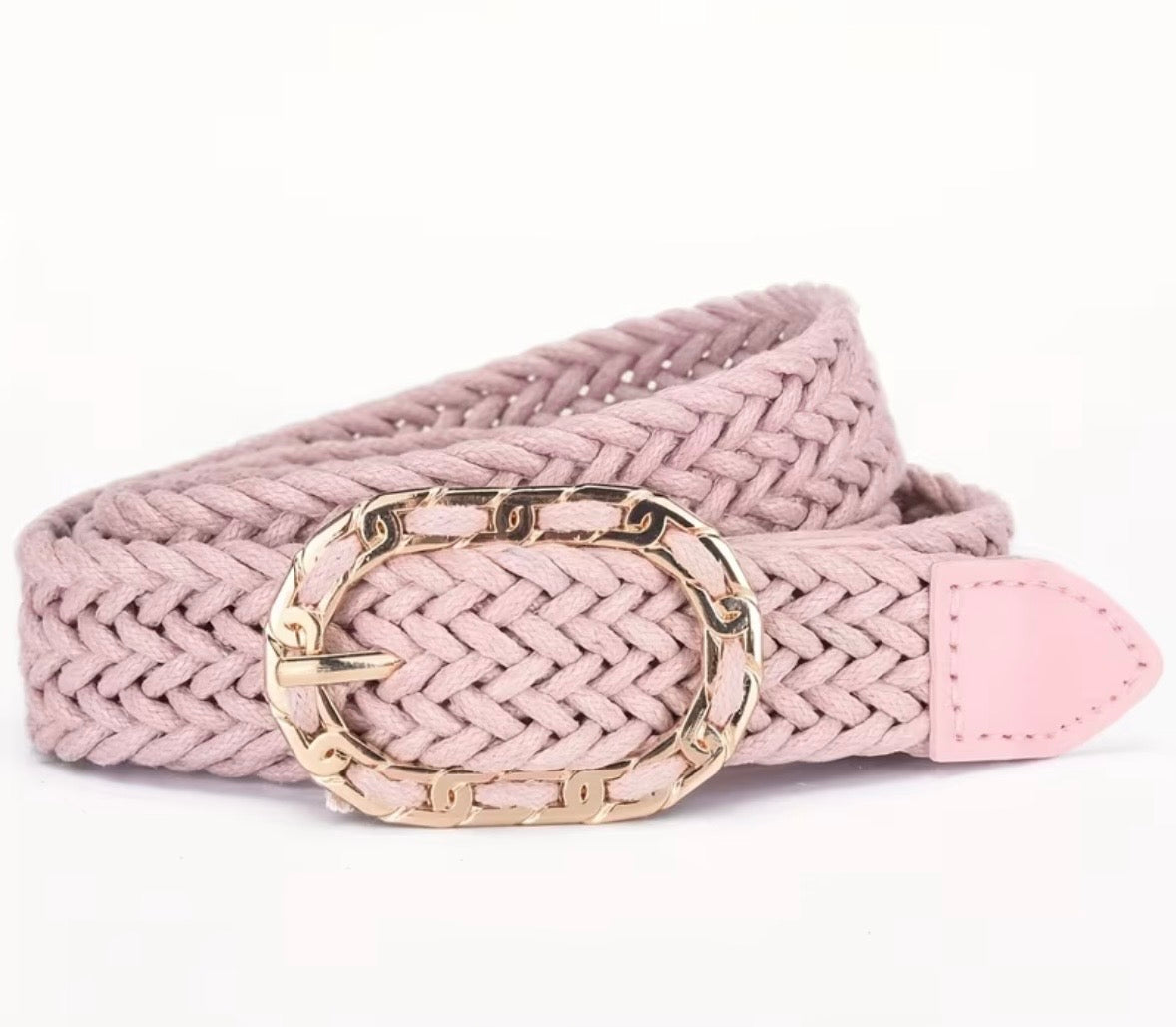 Woven Belt with Gold Buckle in 8 Colours