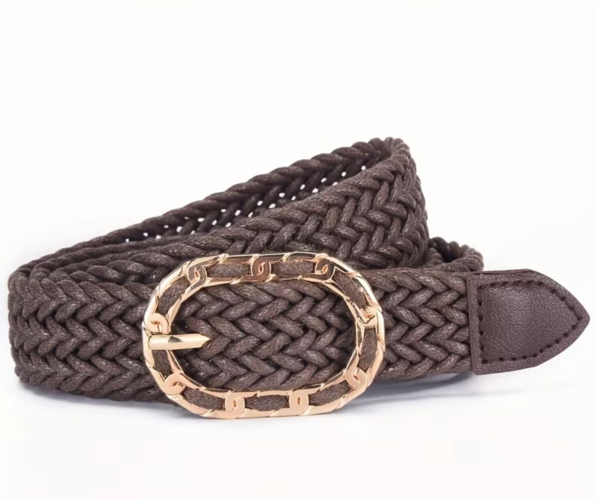 Woven Belt with Gold Buckle in 8 Colours