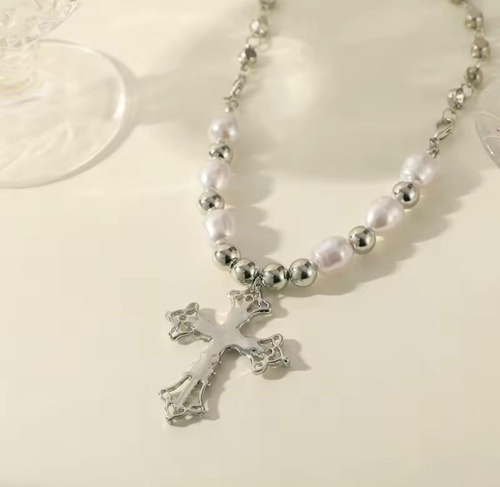 Pearl Cross Necklace
