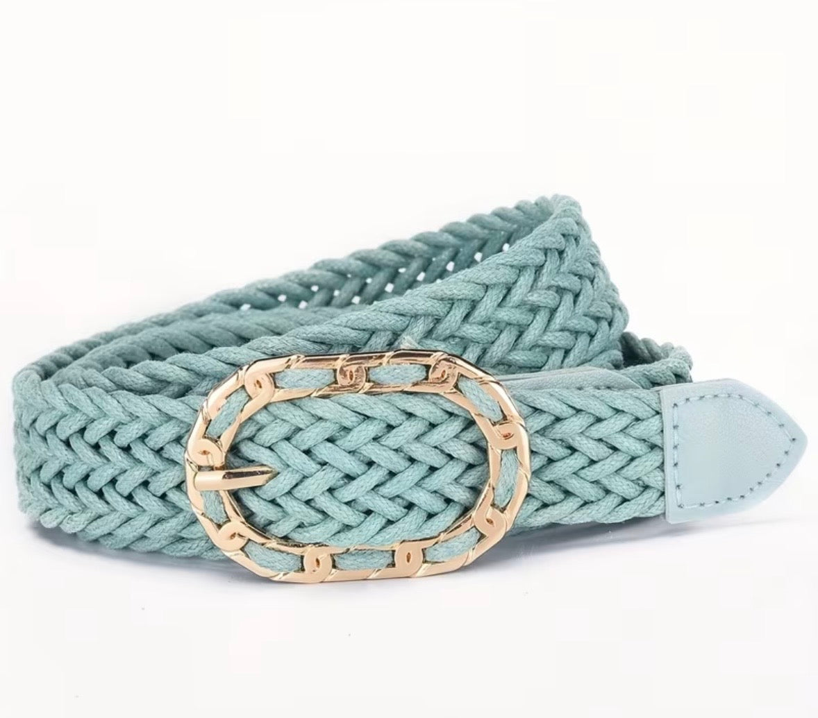 Woven Belt with Gold Buckle in 8 Colours