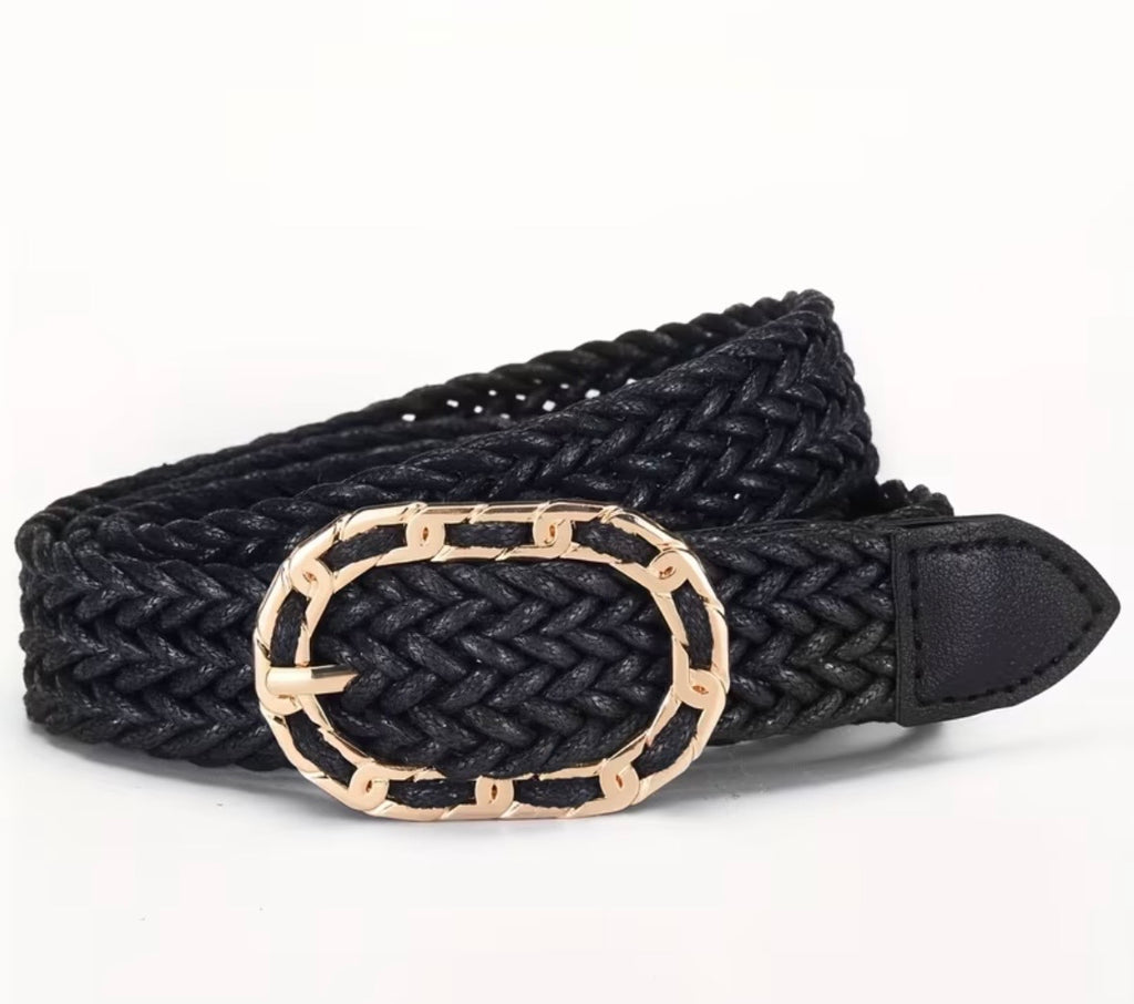 Woven Belt with Gold Buckle in 8 Colours